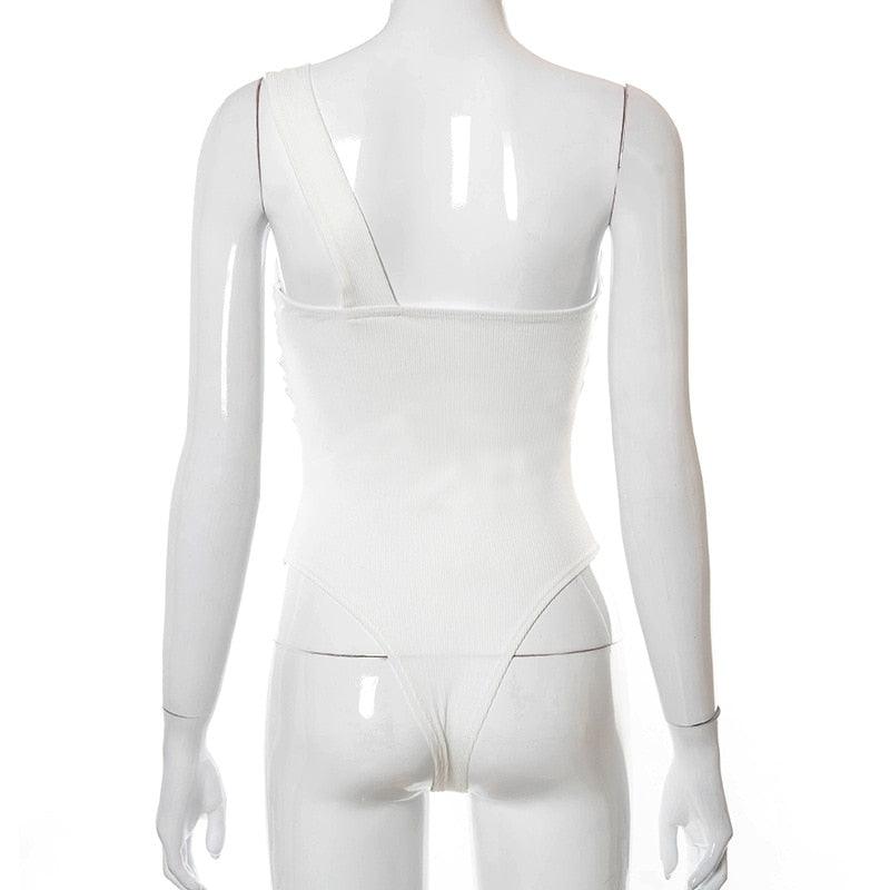 Ribbed Body-con Class Shoulder Bodysuit - ODDSALTBoutique