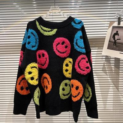 Oversized Smile Embroidered Pullover - ODDSALTBoutique