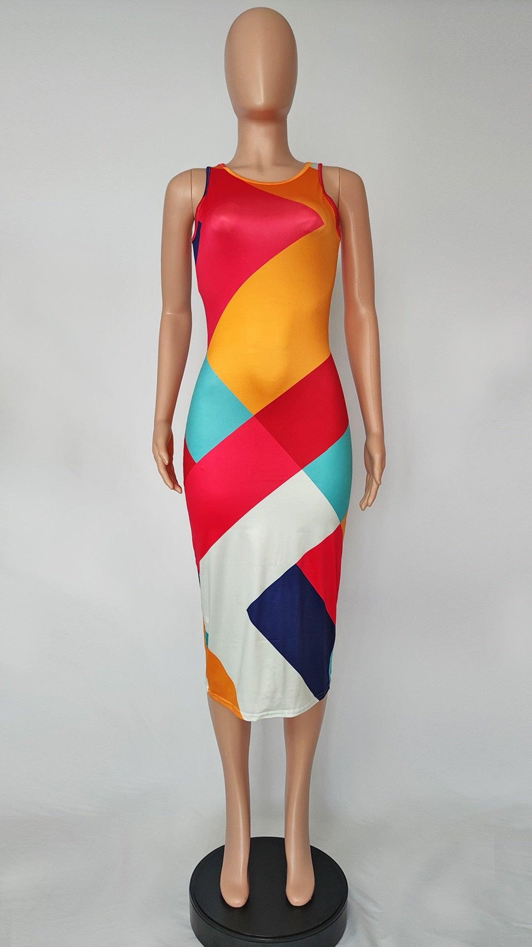 Abstract Collection-Retro Tank Pattern Dress - ODDSALTBoutique