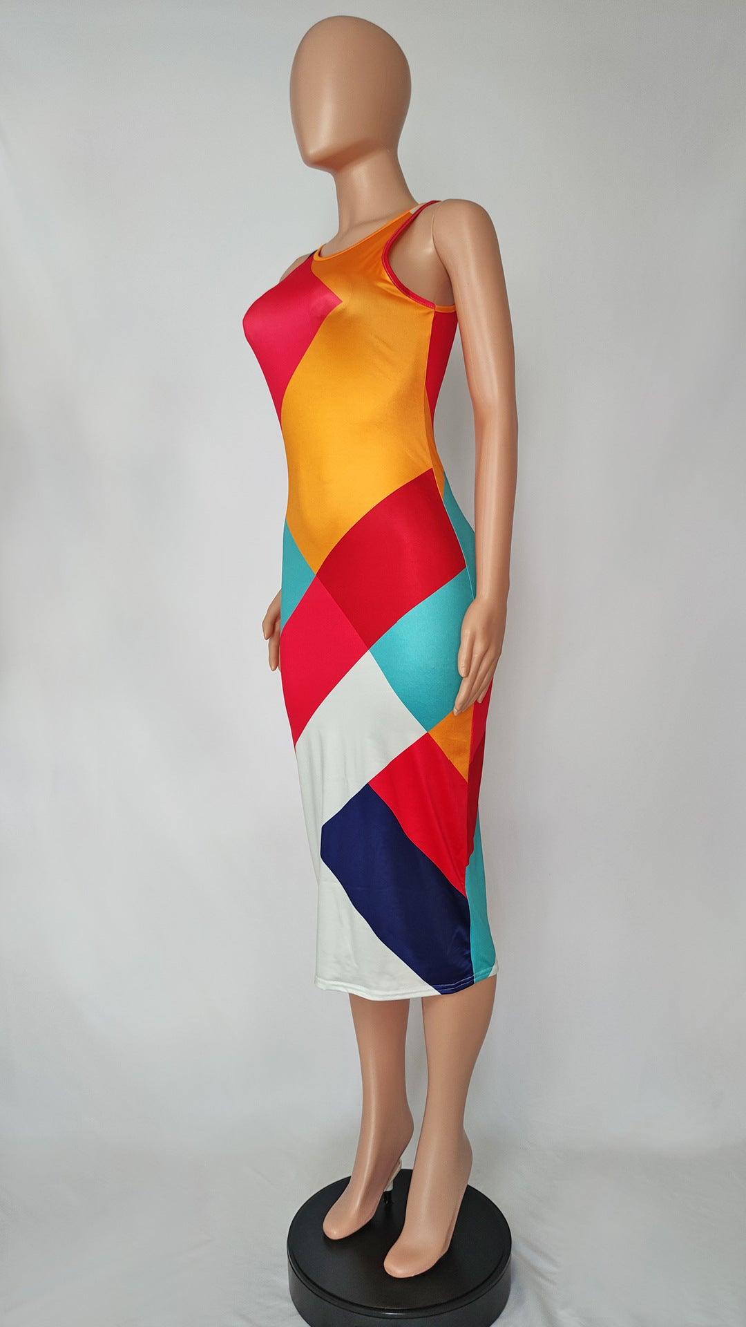 Abstract Collection-Retro Tank Pattern Dress - ODDSALTBoutique