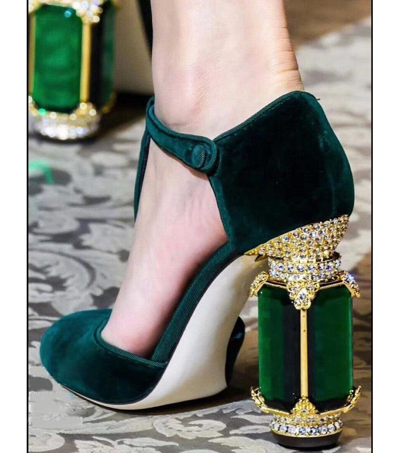 Chunky Jewel Suede Pumps - ODDSALTBoutique